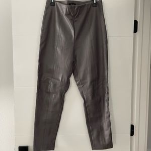 Ann Taylor Faux Leather Elastic Waist, side zip, Gray ankle Pant Size L